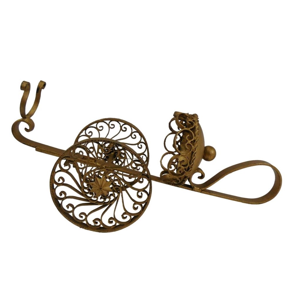 Gold Painted Iron Cannon Form Adjustable Wine Bottle Holder made in Spain